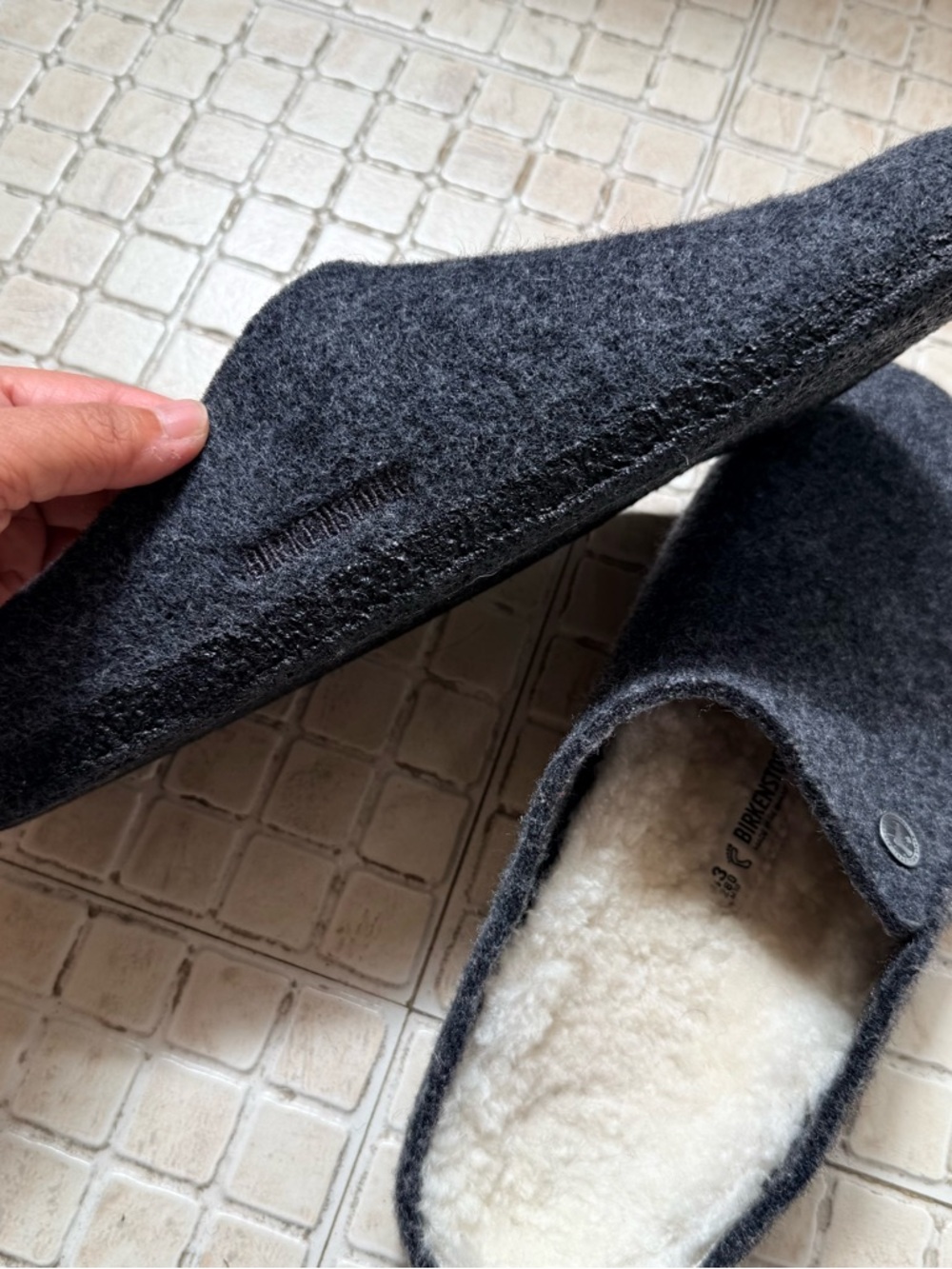 Birkenstock Zermatt Slipper Charcoal Wool felt and shearling Fuzzy Slipper. EU43 - Picture 6 of 8